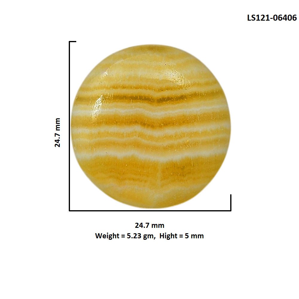 Natural Yellow Aragonite 24.7×24.7x5mm Round Shape Polished Gemstone LS121-06406