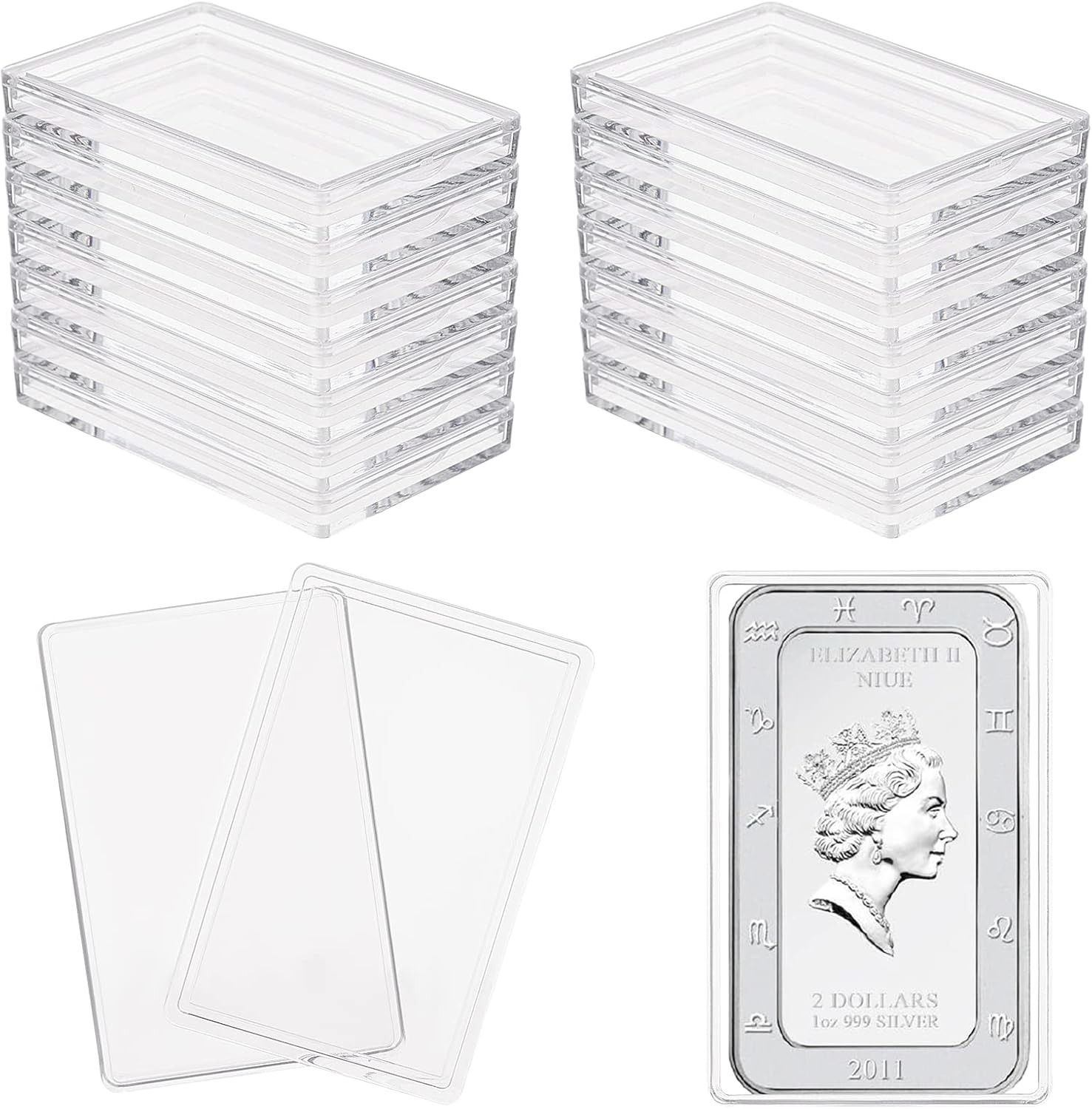1 oz Silver Bar Holder Case Clear Acrylic Capsule Storage Container Box for Coin