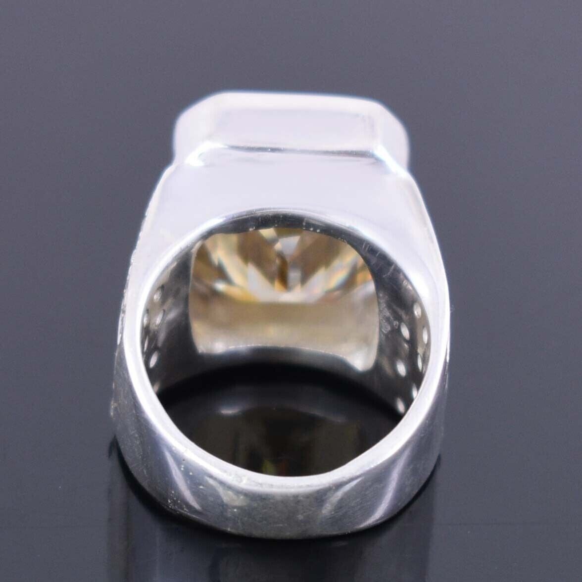 RARE 20.00 Ct Emerald Cut Champagne Treated Diamond Ring 925 Silver