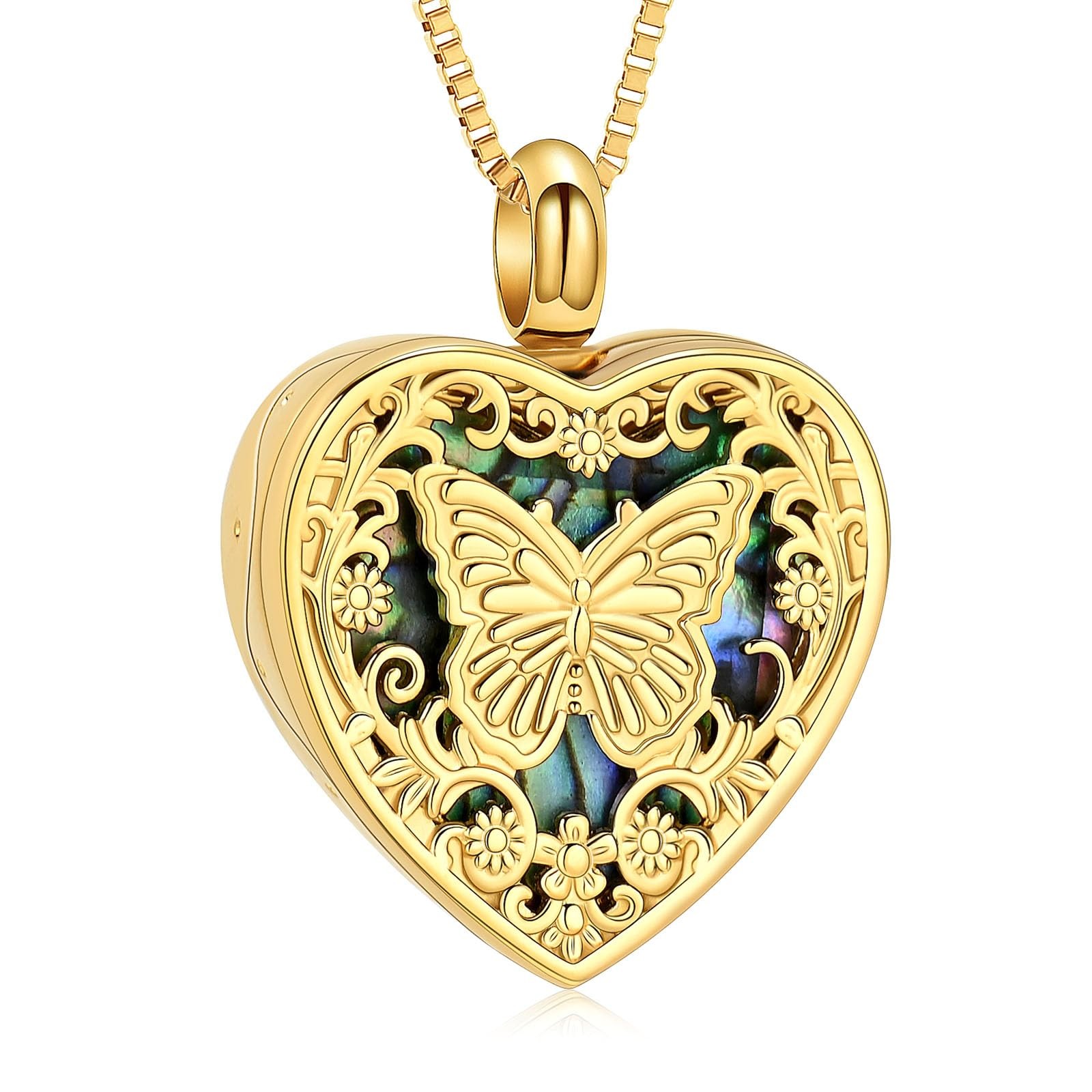 Butterfly Heart Urn Necklace for Ashes Human Pet Keepsake Cremation Locket Je…