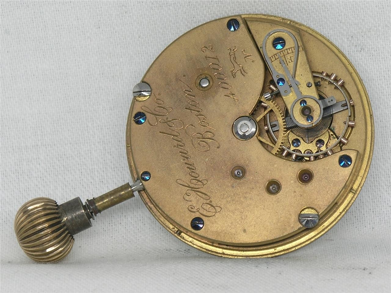 EXTREMELY RARE E. HOWARD 12TH MADE SERIES IX POCKET WATCH MOV’T & DIAL + STEM
