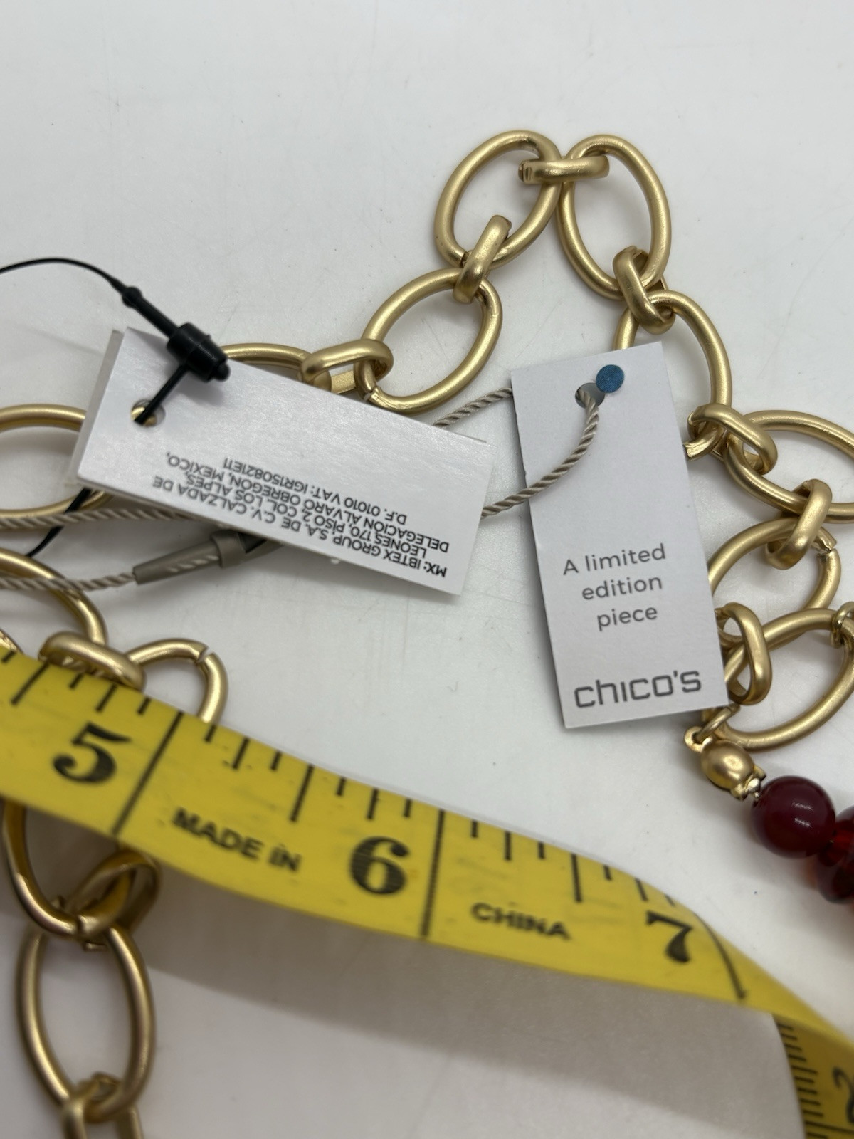 Chico’s Statement Necklace Merlot Gold Tone Chain Accent Beads SEE NOTES Ltd ED