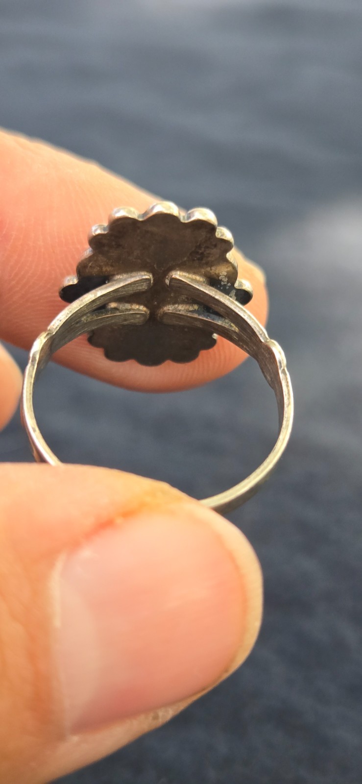 1940’s SW Native Style Sterling Silver Turquoise Wheeler Manufacturing Ring Sz 9