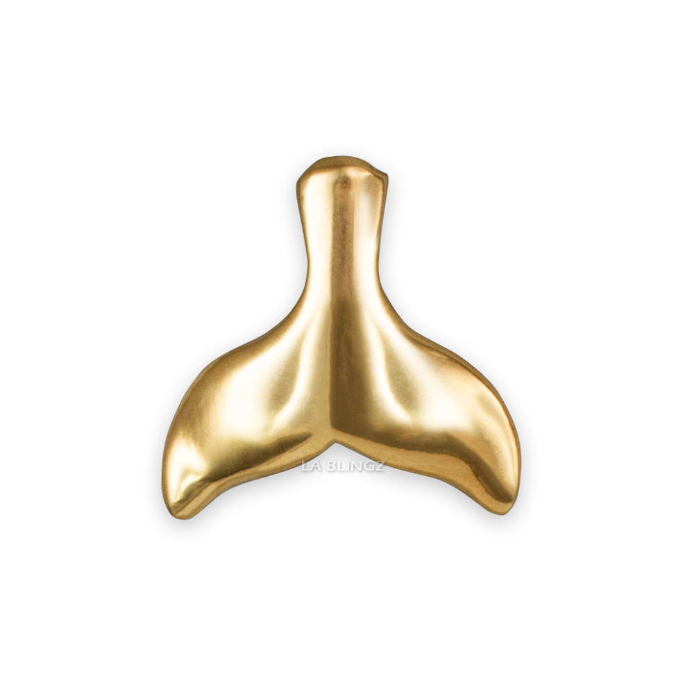 10K Polished Yellow Gold Whale Tail Charm Necklace