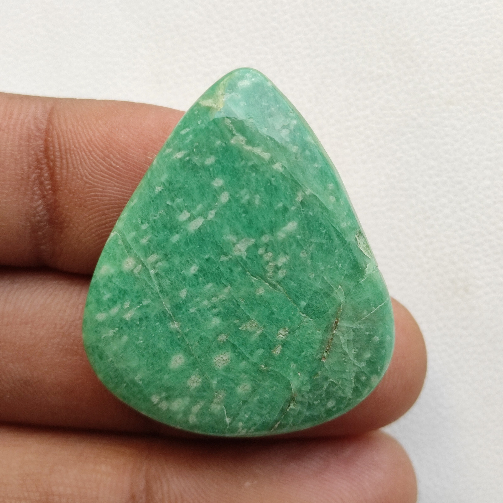 Green white amazonite flatback cabochon Designer amazonite loose gemstone C5273