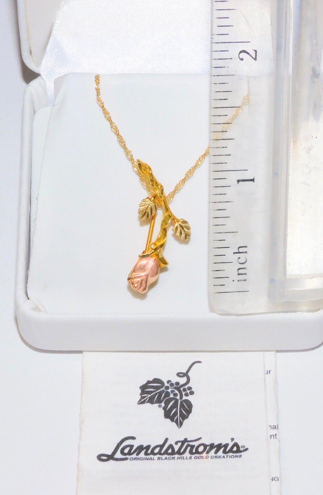 Black Hills Gold 10k Rose Leaves Pendant Brooch Combo Necklace