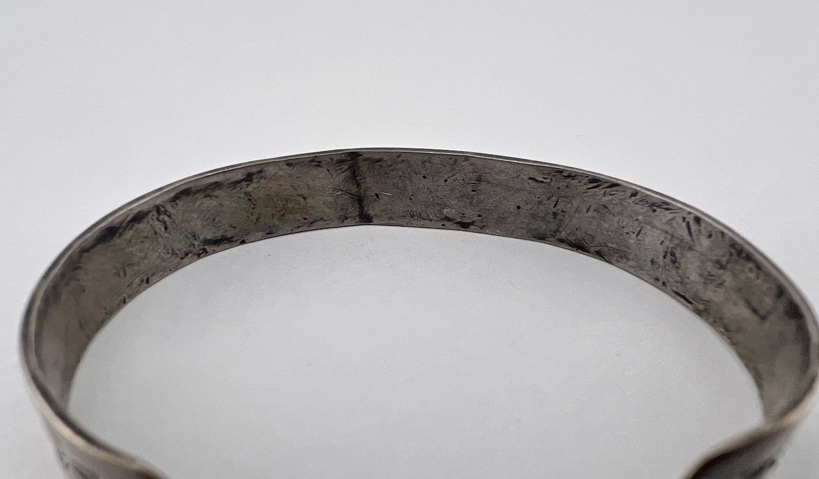 OLD Pawn 1930’s Fred Harvey Navajo Coin Silver Hand Stamped Cuff Bracelet