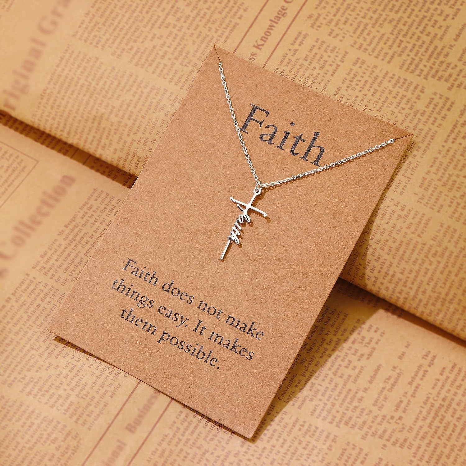 Silver Faith Cross Pendant Necklace – Elegant Christian Jewelry Gift for Women