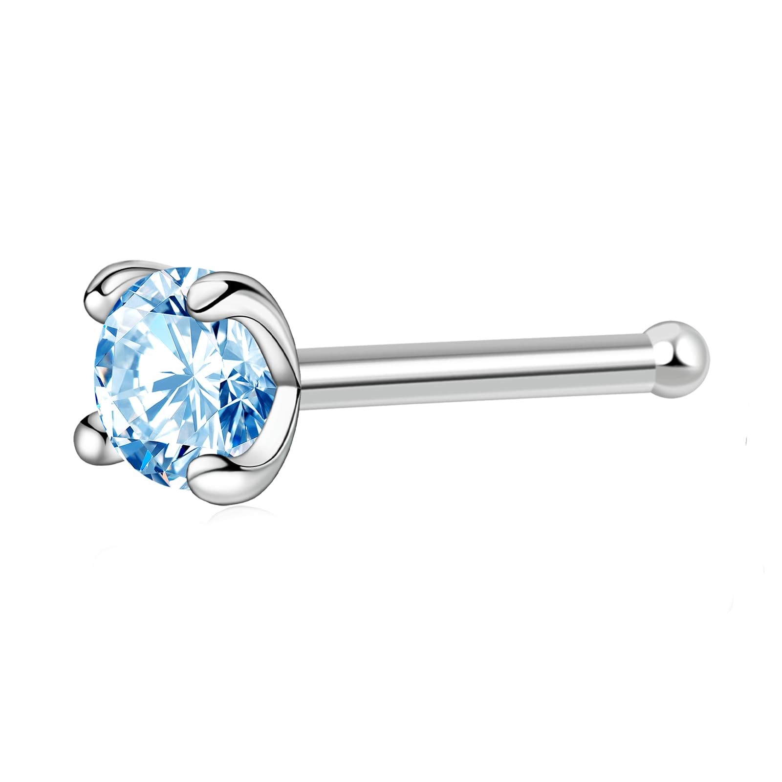 Moissanite Nose Stud 18G/20G 1.5mm/2mm/3mm/4mm – 925 Sterling Silver