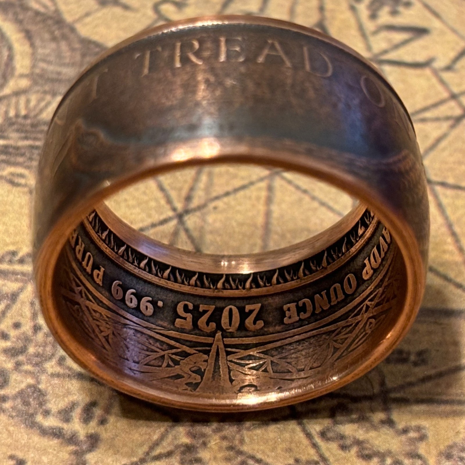 COPPER “DON’T TREAD ON ME” Gadsten Flag Coin Ring 1 TOz USA America SIZE 7-14
