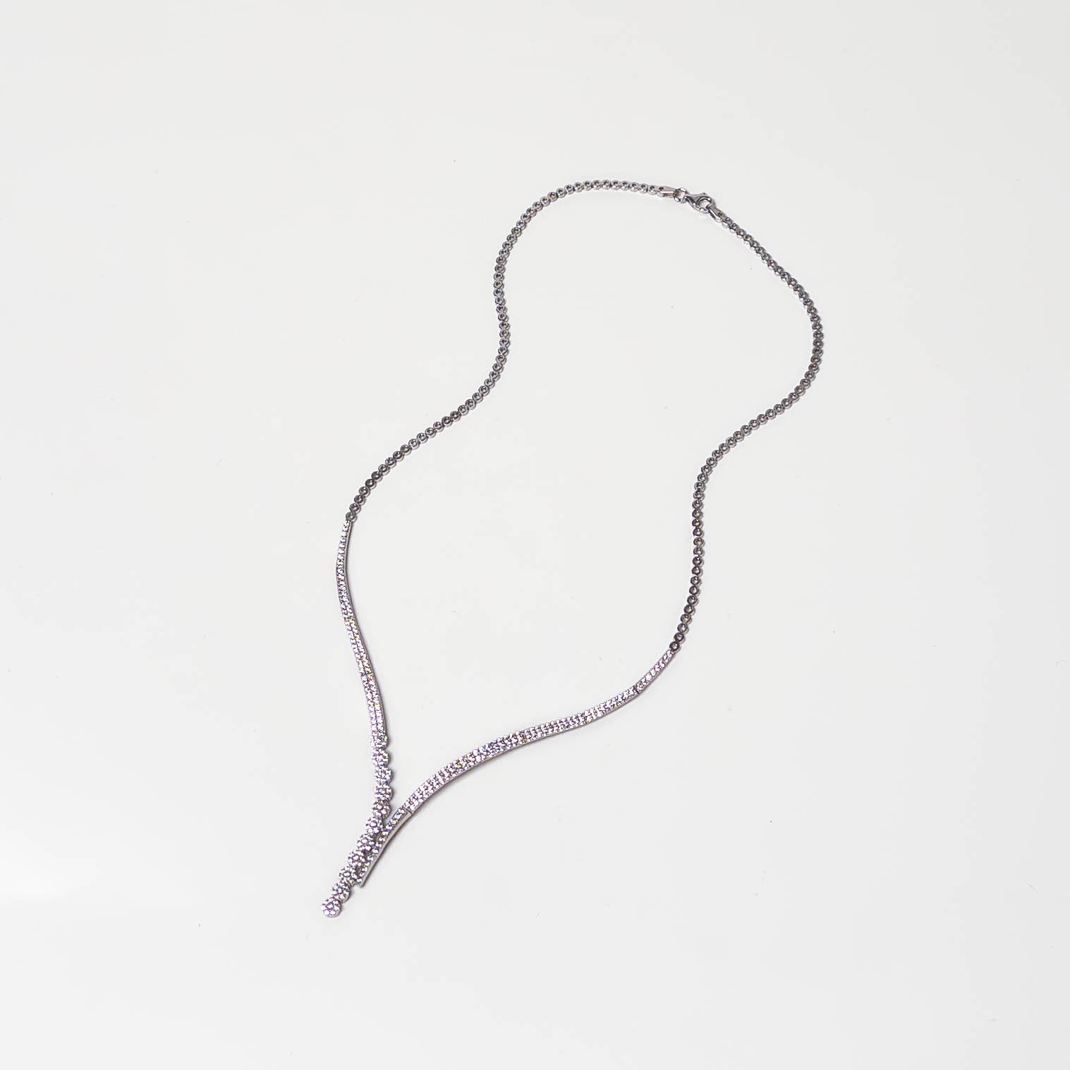 Ladies chain, necklace with zircon, gold necklace White gold 585 14 carats