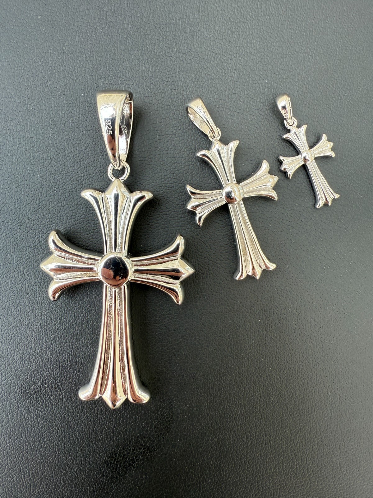 Gothic Cross Plain Real 925 Sterling Silver Pendant Necklace Hearts Of Chrome