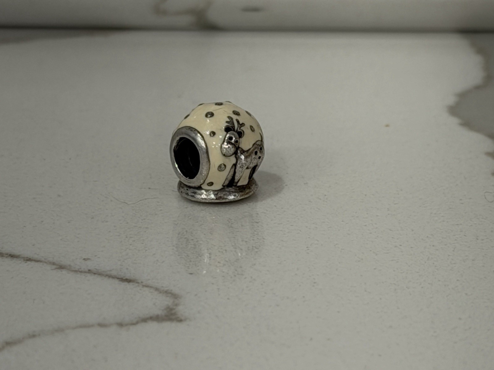 Pandora Sterling Silver Reindeer Snow Globe Enamel Charm Bead 791228EN12