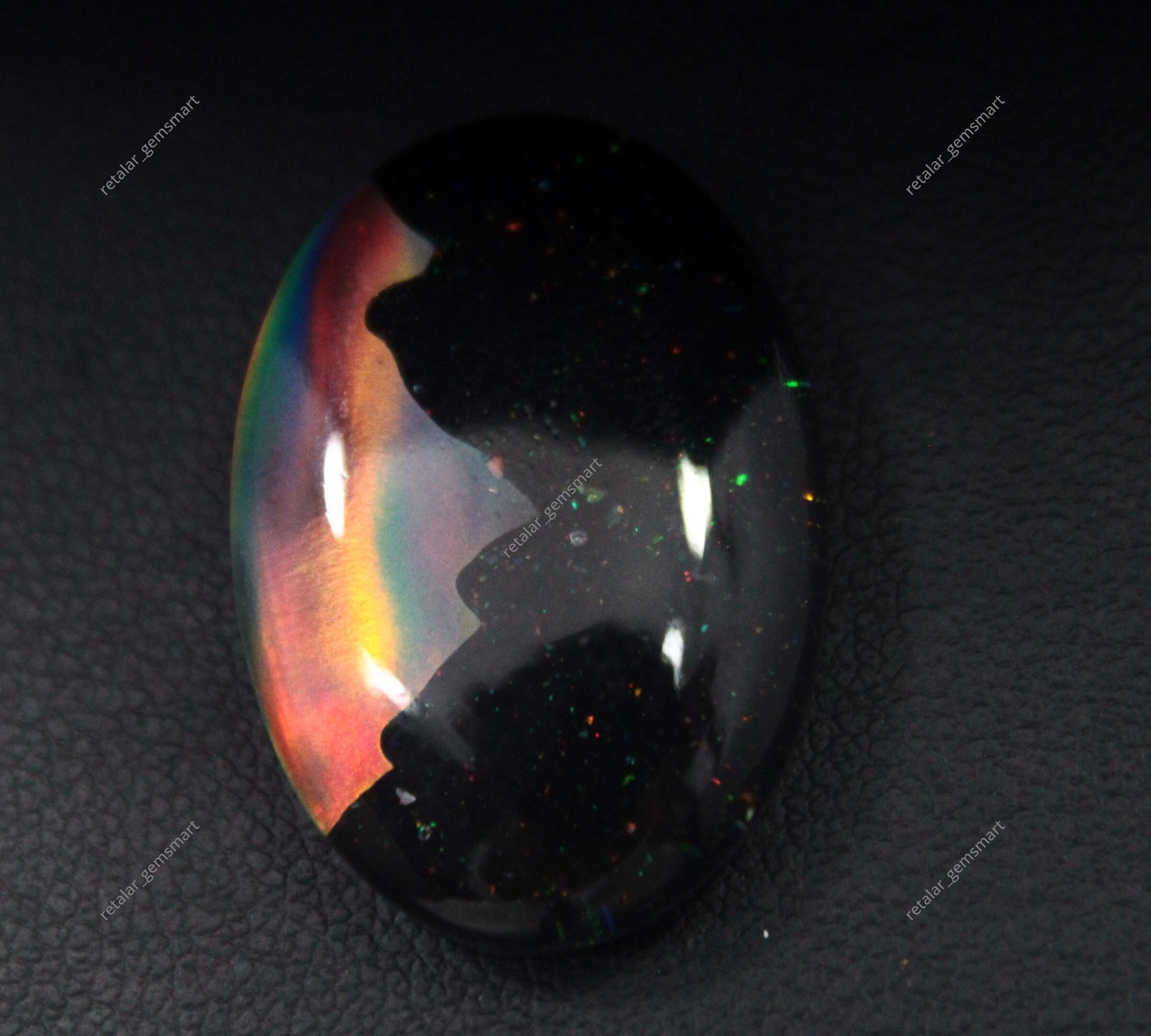 20.00 Ct Natural Australian Black Fire Opal Doublet Certified Untreated Gemstone