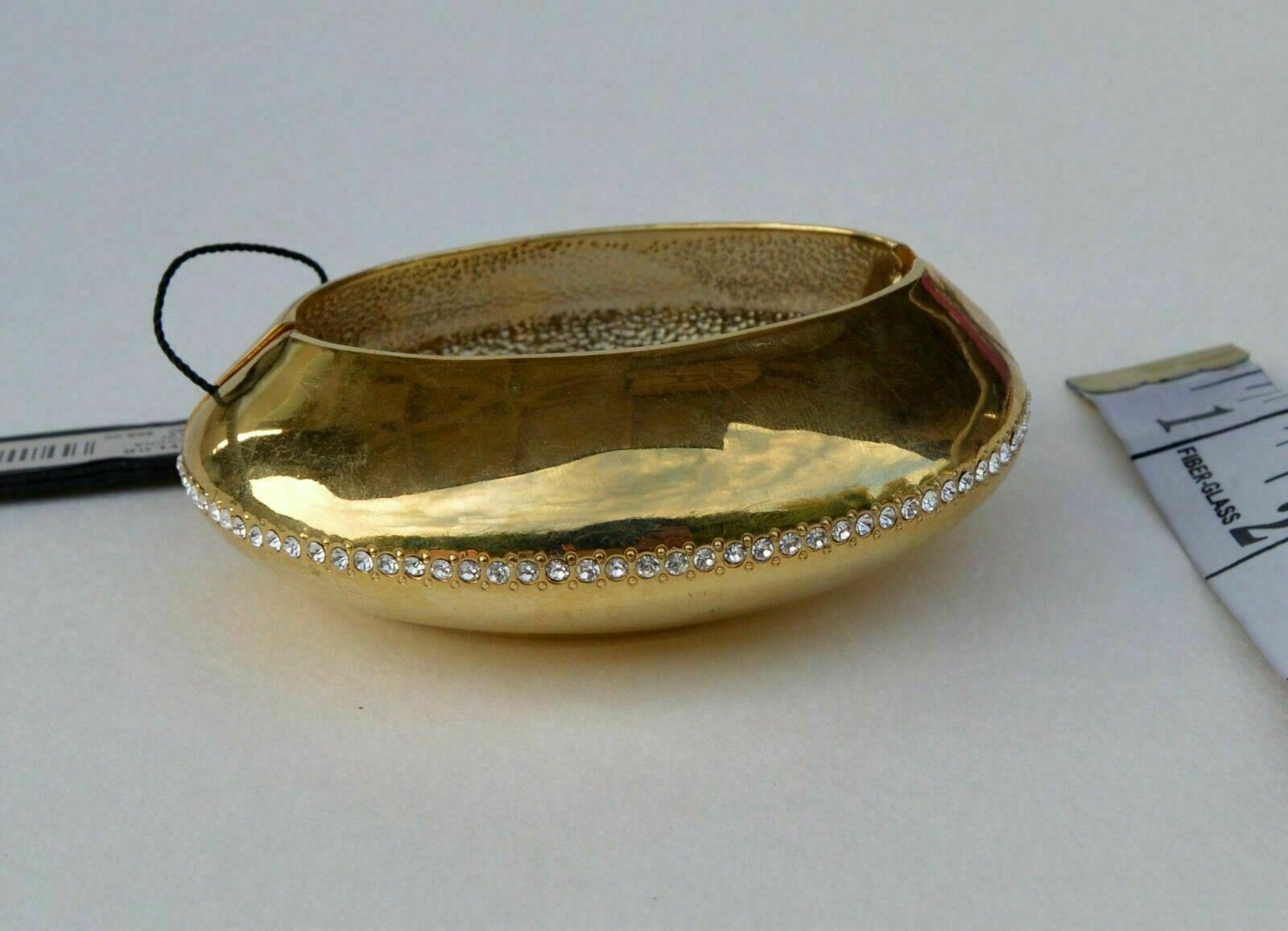 NEW! Ann Taylor GOLD tone Abstract BANGLE cuff bracelet w/crystal stones