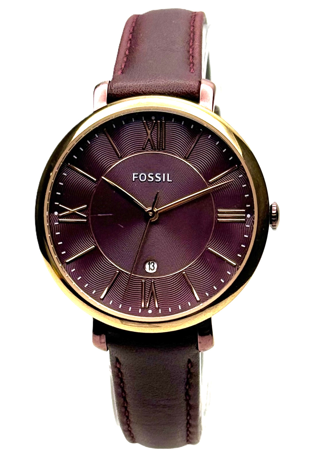 FOSSIL ES4099 JACQUELINE ROSE GOLD CORDOVAN BROWN LEATHER STRAP LADIES WATCH
