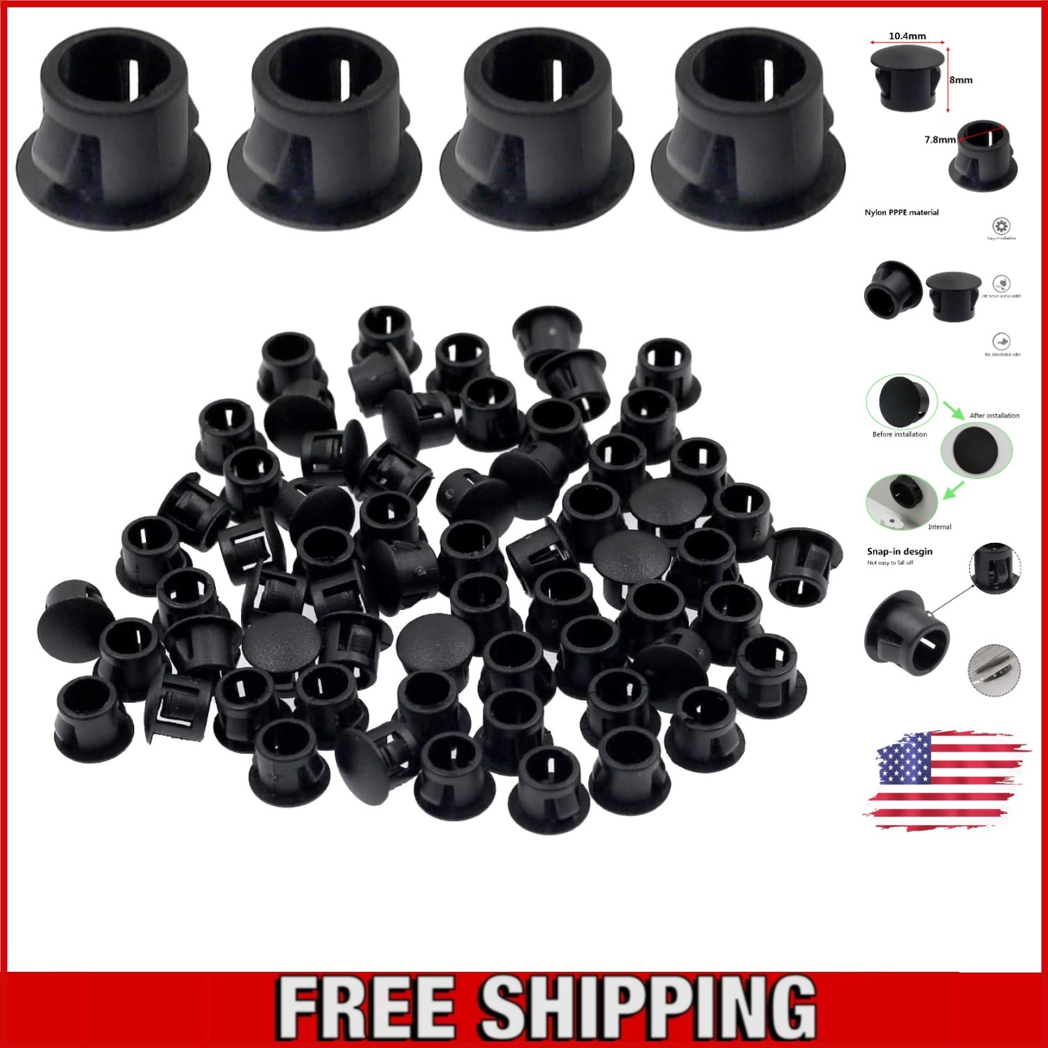 Sleek 60 Pcs Black Flush Type Hole Plugs – Perfect for Indoor & Outdoor Use