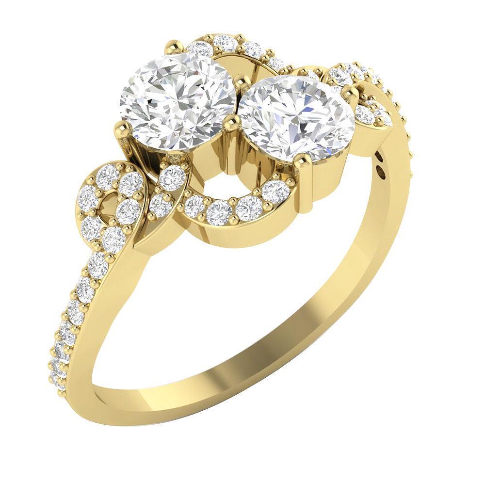 Solitaire Ring Forever Us Two Stone I1 G 1.35 Ct Natural Diamond 14K White Gold