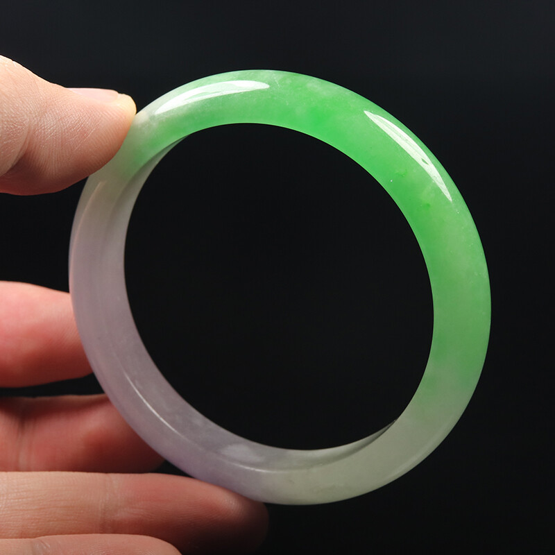 58mm Lavender Purple Green Jadeite Jade Bangle Bracelet Burma Jadeite 12513