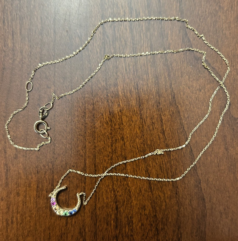 Multi-color Sapphire Crescent Necklace