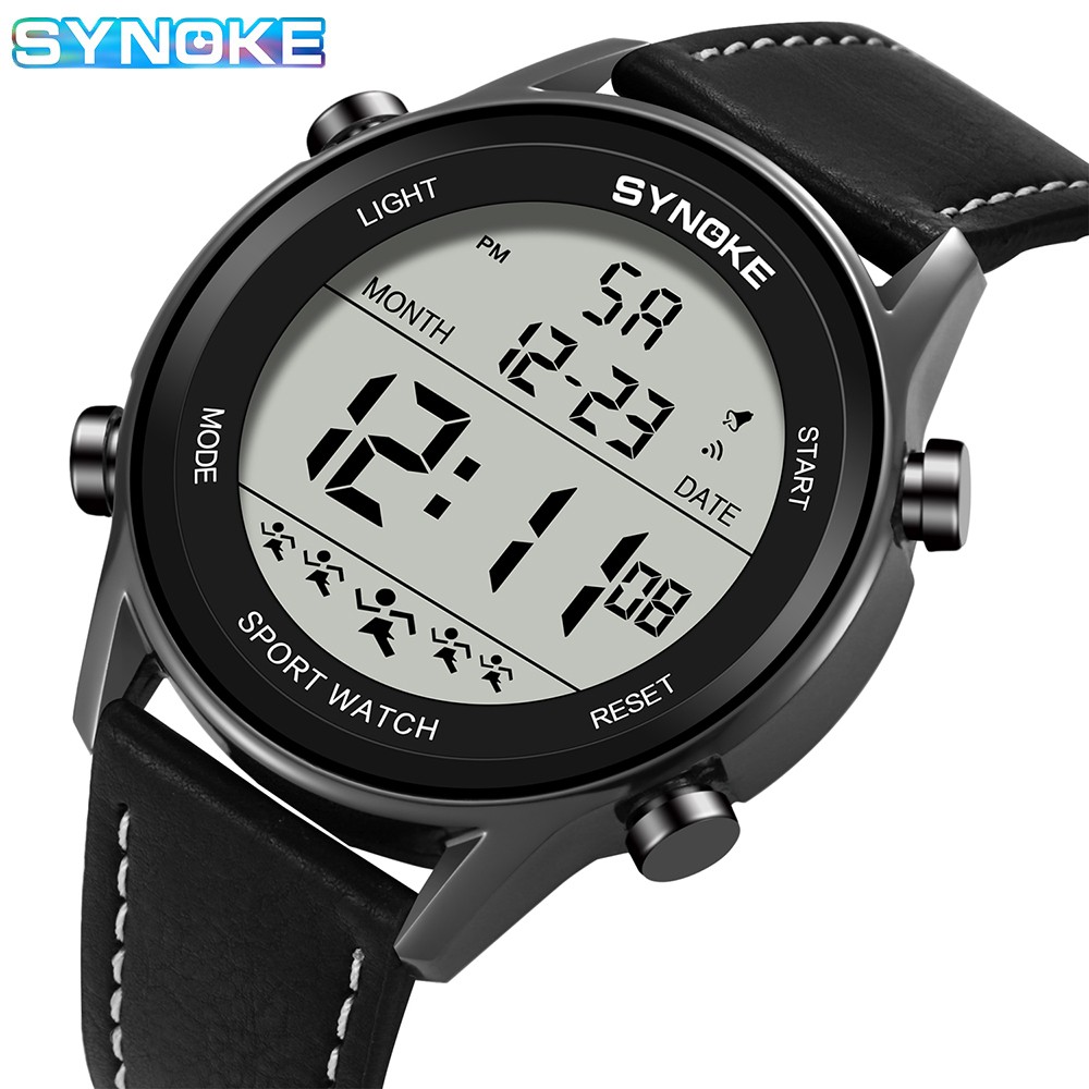 Business Electronic Watch for Man Sports Waterproof Watch Leather Strap Watch