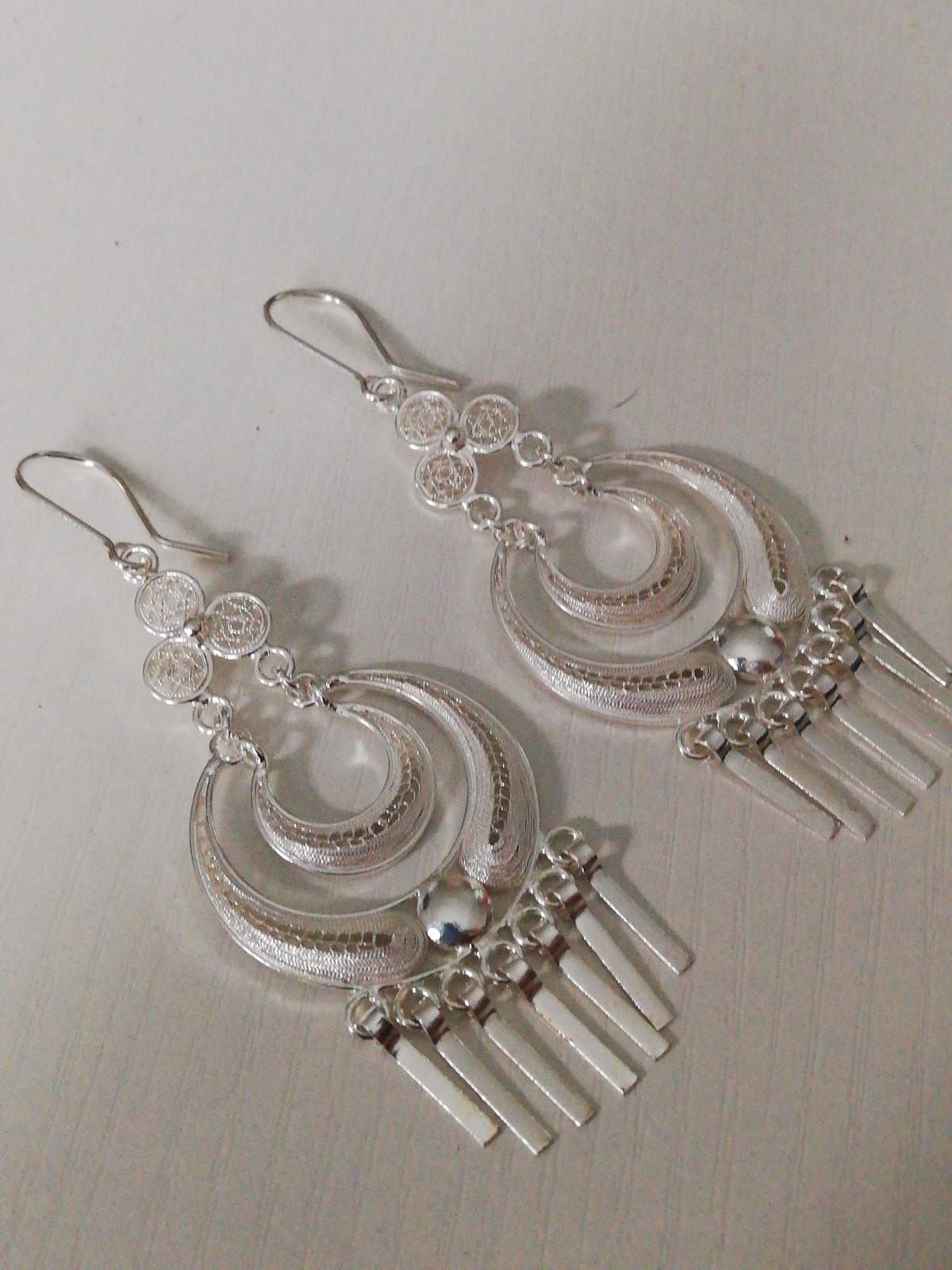. 970 Solid Silver Women’s CANDONGA Filigree Drop Earings New.