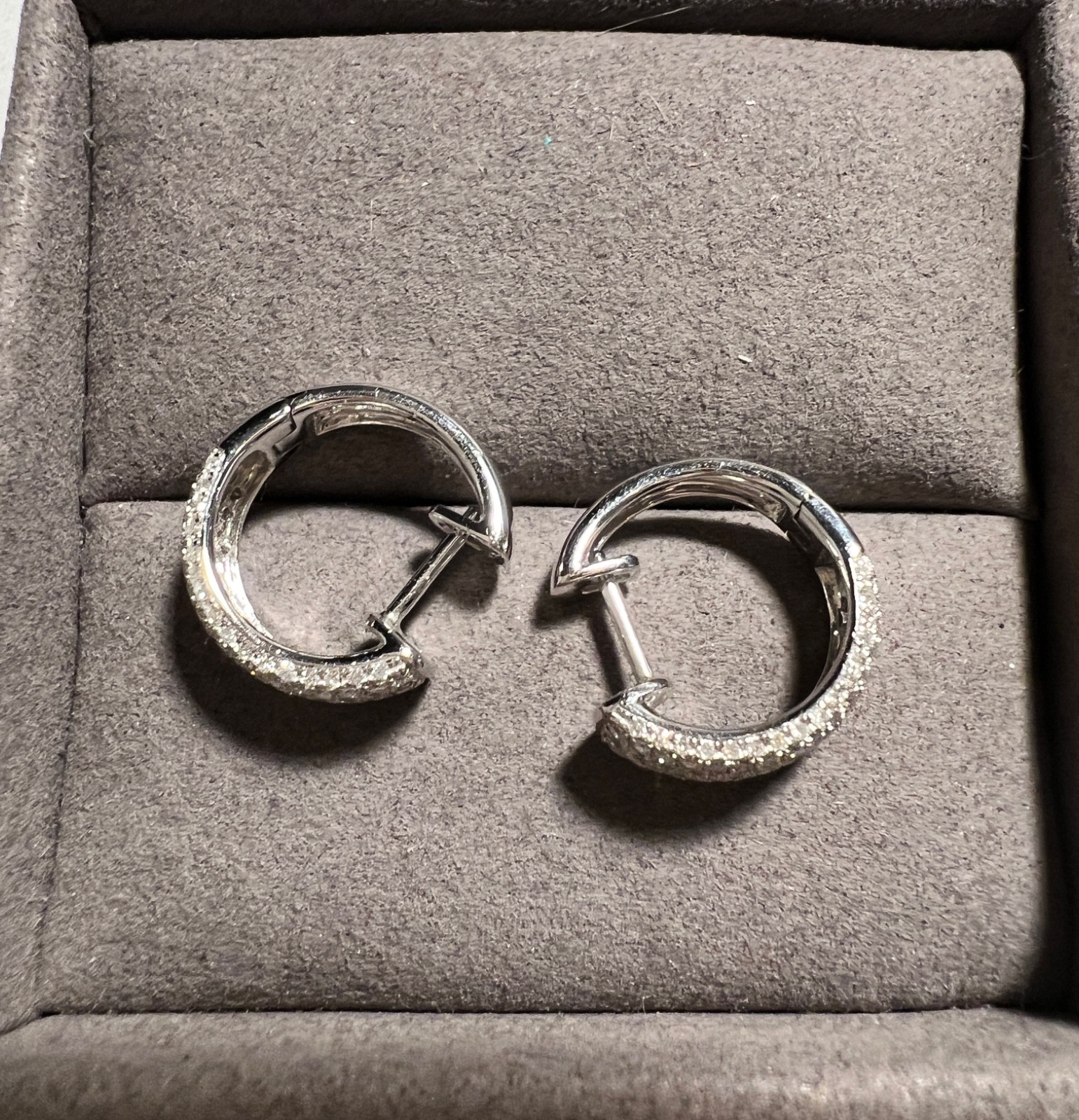 Effy 14K White Gold Pave Diamond Huggie Earrings