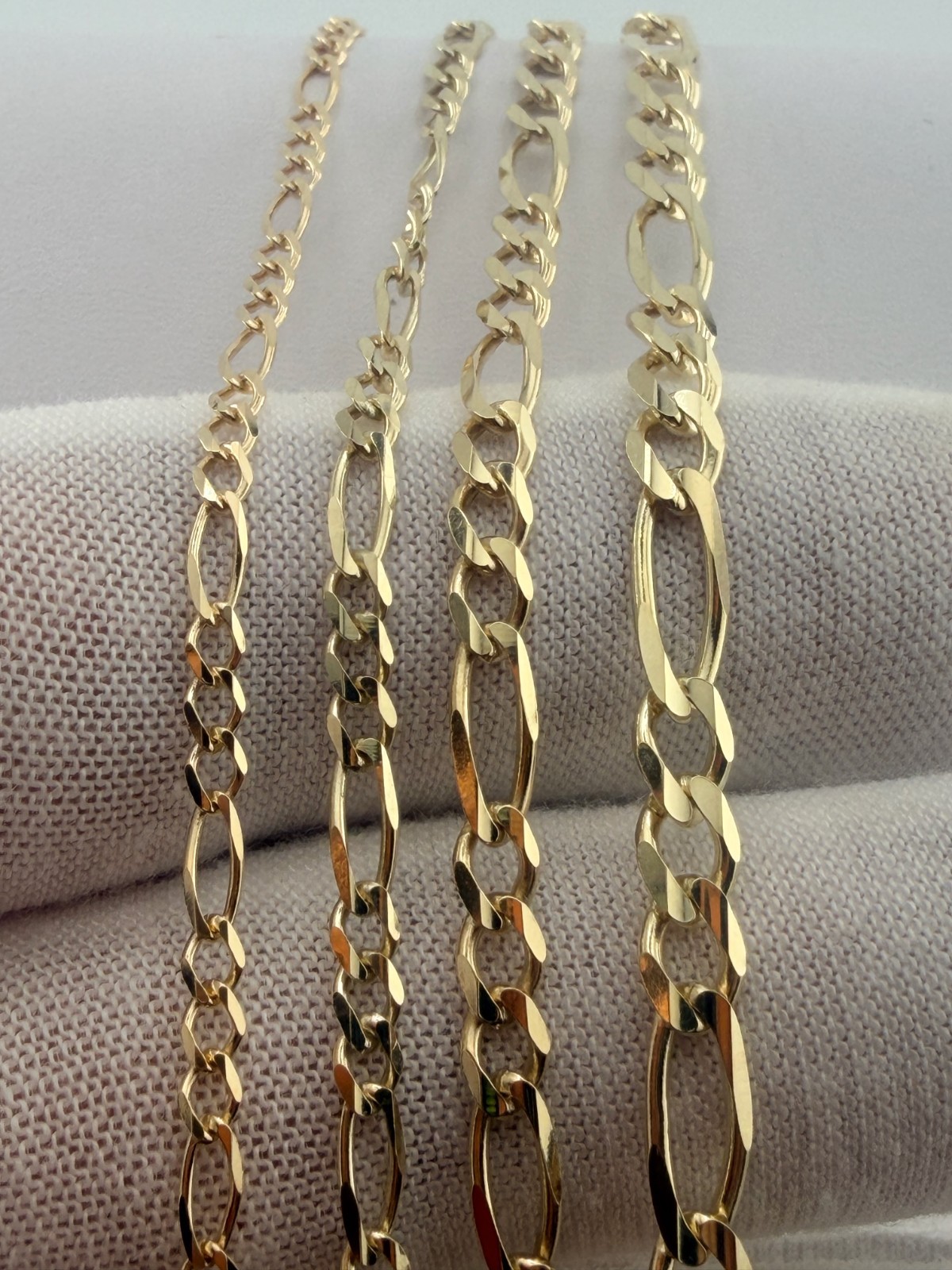 14 K Real Real Gold Figaro Concave Necklace Chain