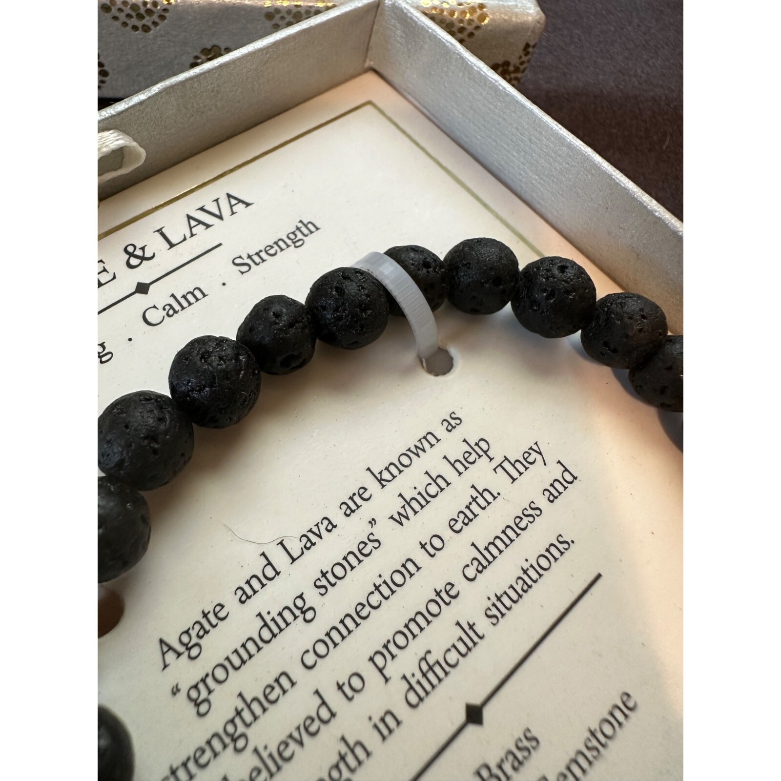Shivam Agate & Lava Stretch Bead Bracelet Grounding Calm Strength
