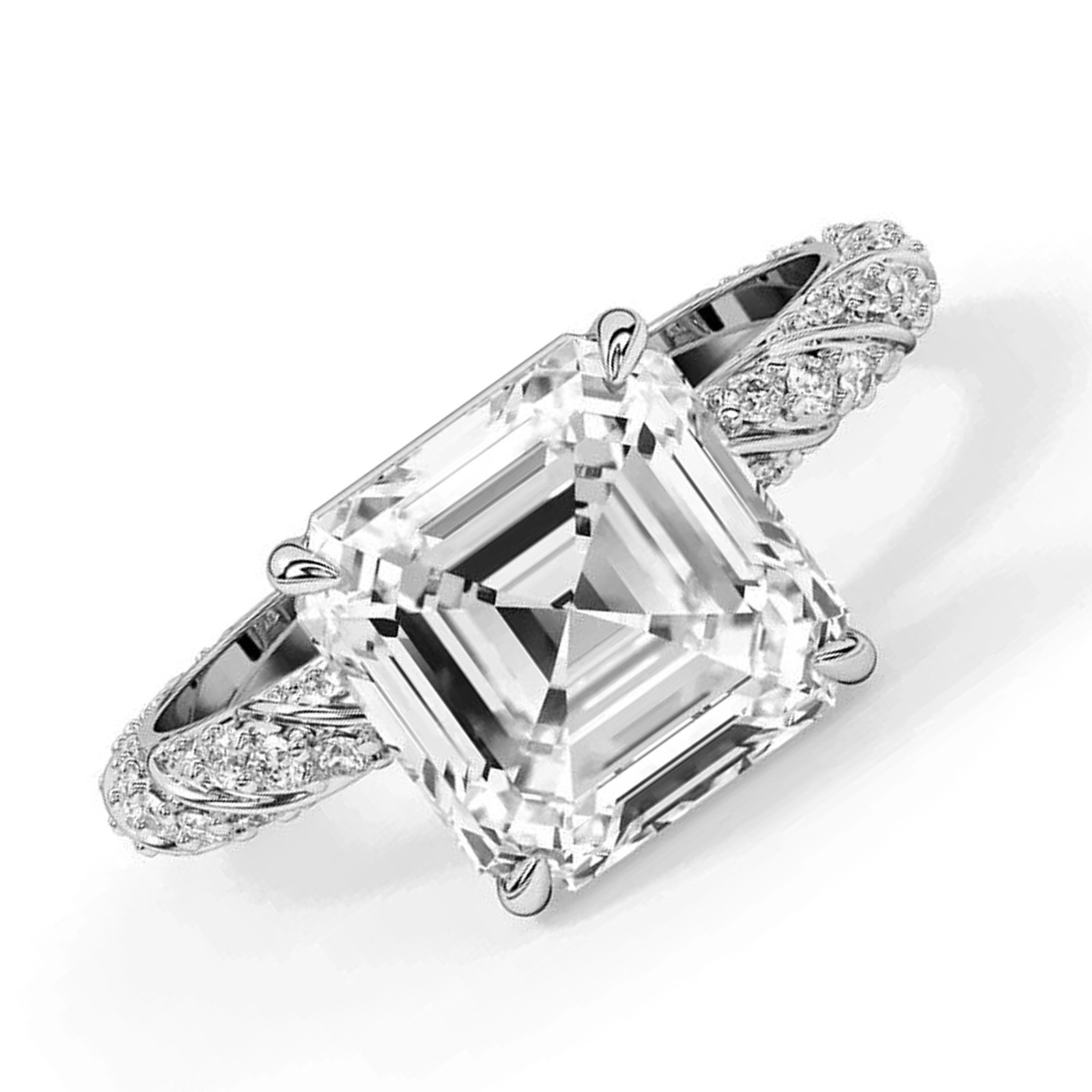 6.50 Cts. Octagon Shape White Diamond Ring In 925 Sterling silver – Tariff Free