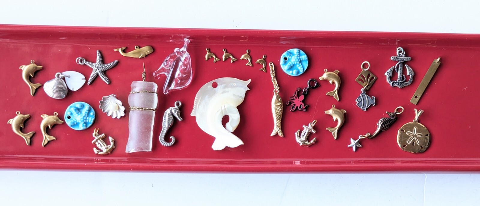 Mixed Lot Of 28 Beach Nautical Sea Ocean Gold Silver Tone Charm Pendant Findings