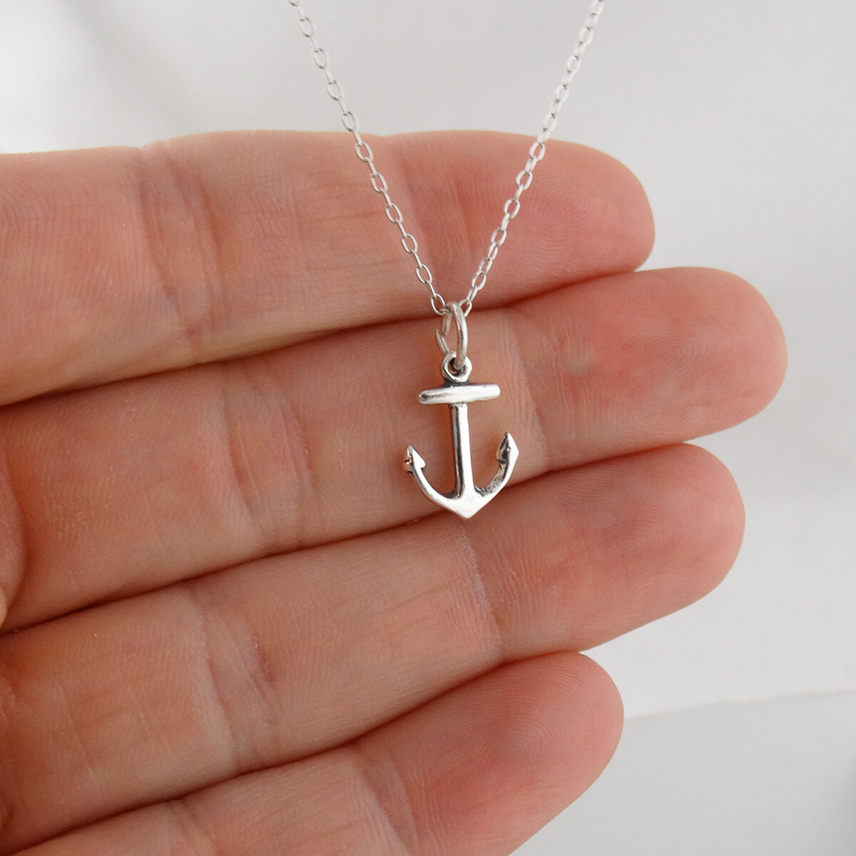 Anchor Charm Necklace – 925 Sterling Silver – Nautical Anchors Ocean Boat NEW