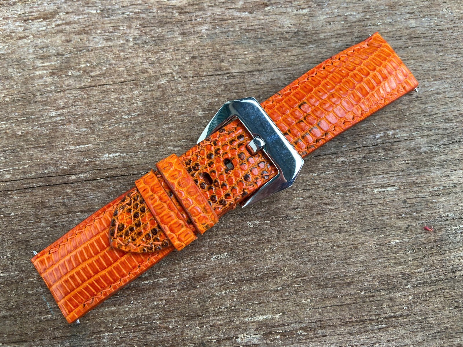 Orange Lizard Leather Watch Strap Band, Size 16mm 18mm 20mm 21mm 22mm 24mm 26mm