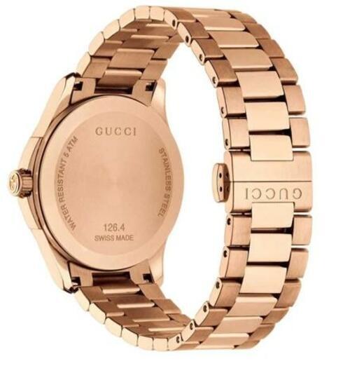 Gucci G-Timeless Stainless Steel Rose Gold Dial Watch – YA126482 ($1010 MSRP)