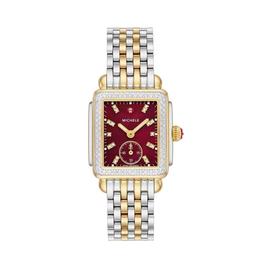 Michele Deco Mid Women’s Diamond Red MOP Dial Quartz Watch MWW06V000130