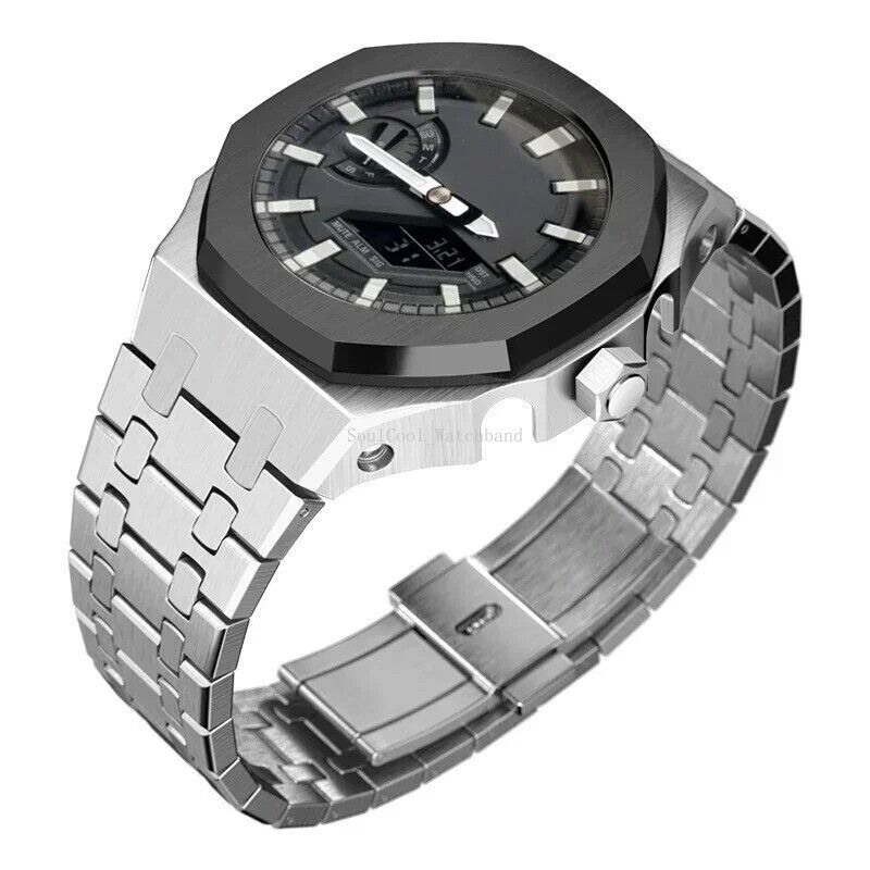 Gen 5th Metal Watch Bezel Case Mod Kit With Rubber Band For Casioak GA 2100/2110