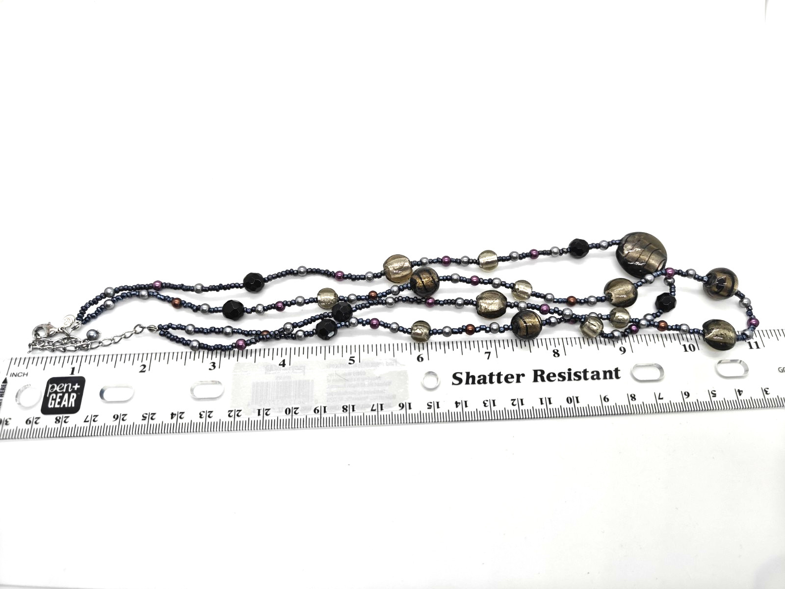 Premier Designs Beaded Necklace Multi Color Glass Beads Swirled Double Strand