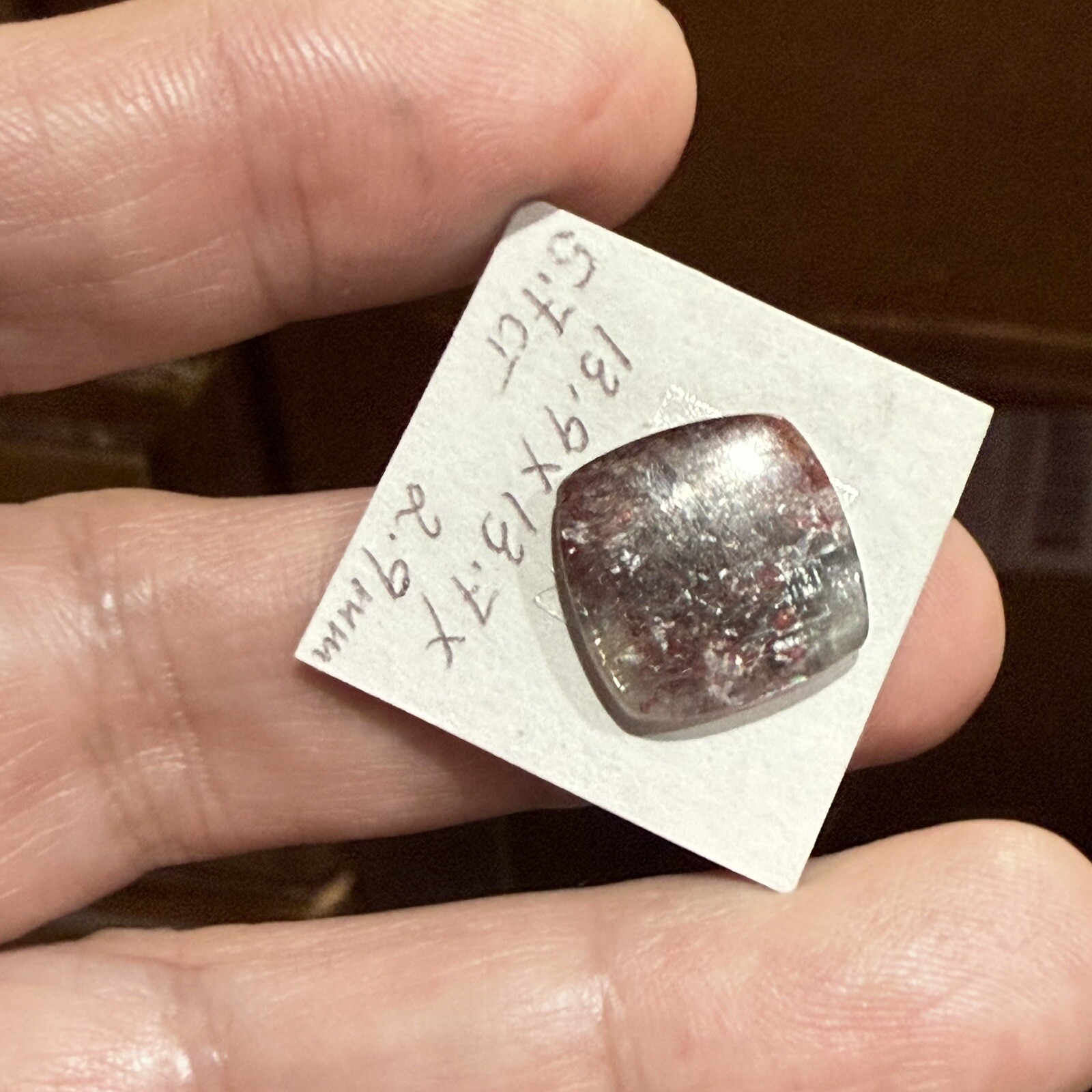 5.7ct 13.9×13.7×2.9mm Gemmy Rare Latice Black Moon Sunstone Cabochon Loose Gem