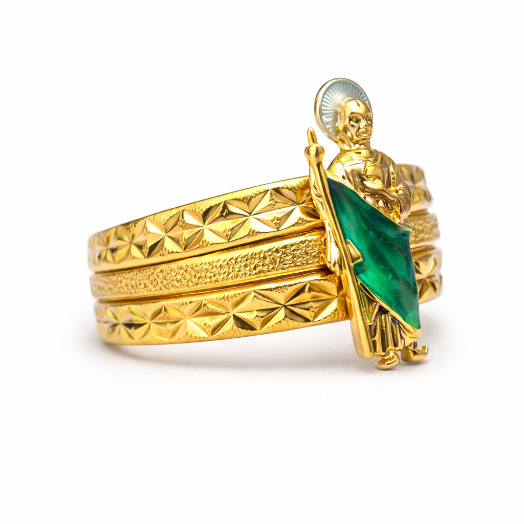 Italian 1/200 14k Yellow Gold St Jude Ring Religious Catholic Ring Men Women