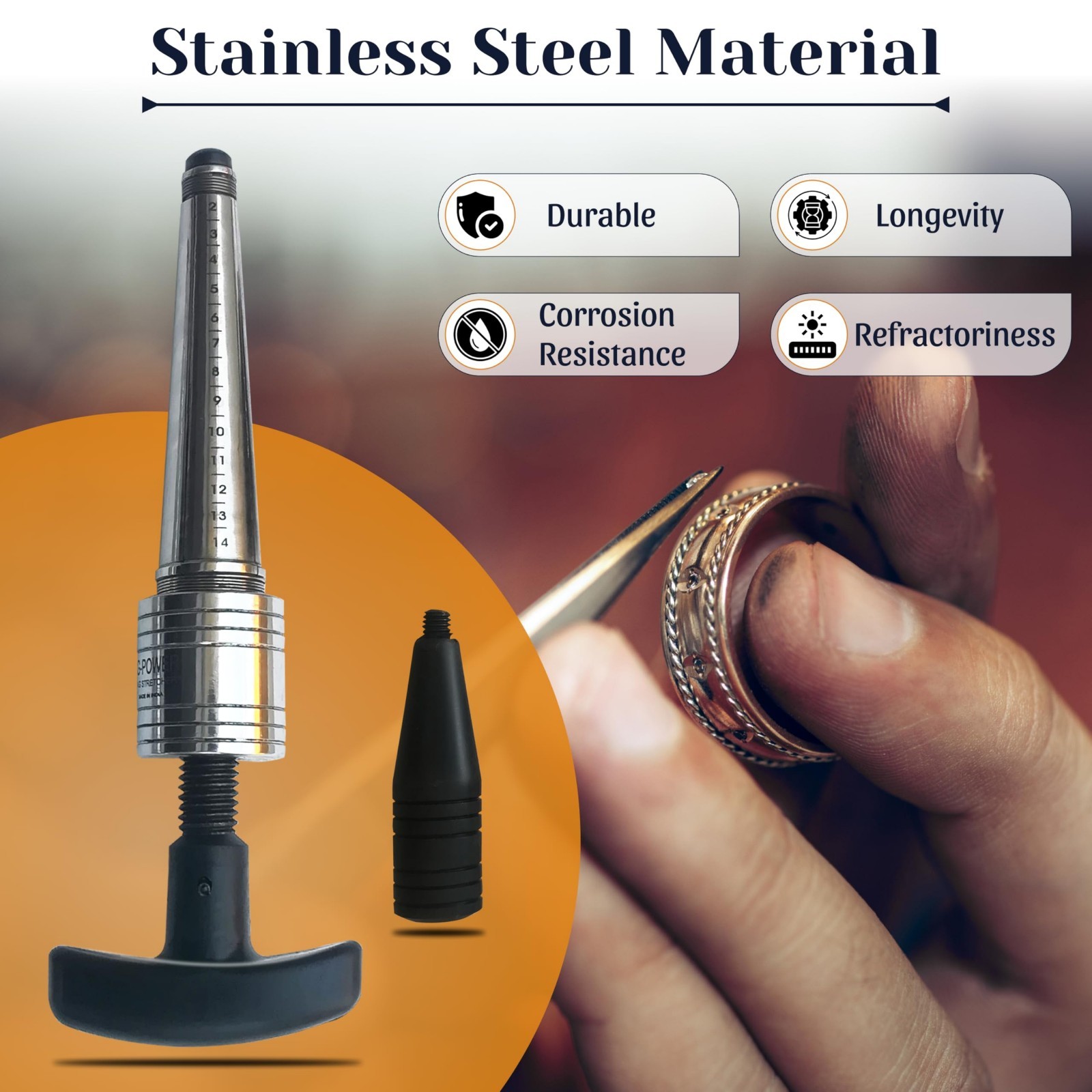 Manual Ring Stretcher & Adjuster Tool for Jewelry Making – Sizes 2-14, Expands M
