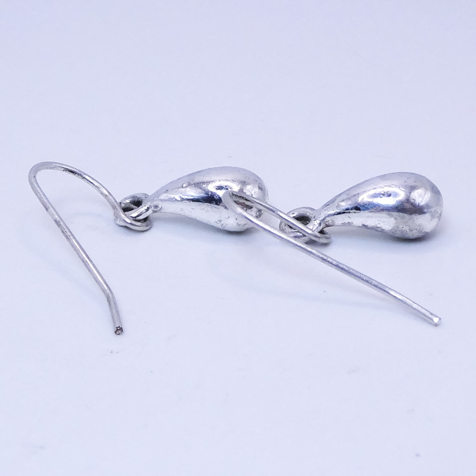 Silver Teardrop Drop Dangle Asymmetrical Vintage Sterling 925 1″ Earrings