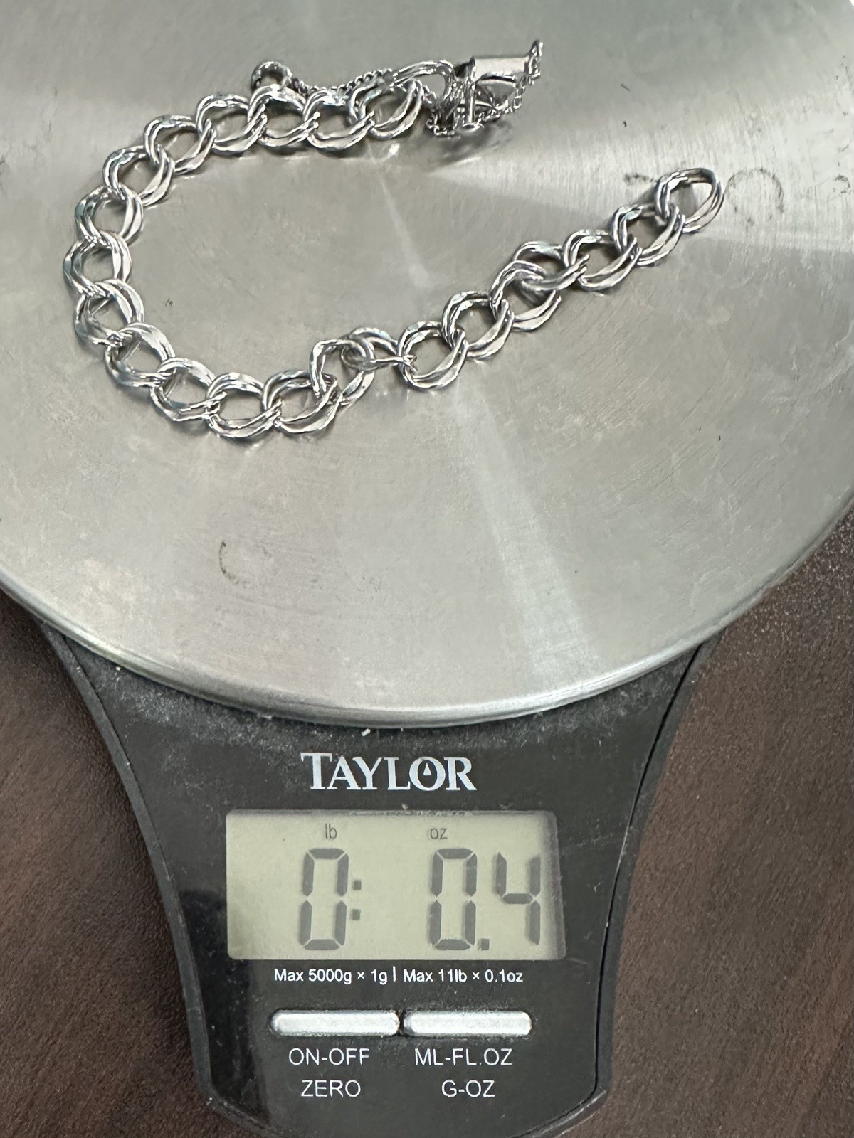 Sterling Silver Double Link Bracelet 11.3g 7.5” Safety Chain Marked STERLING
