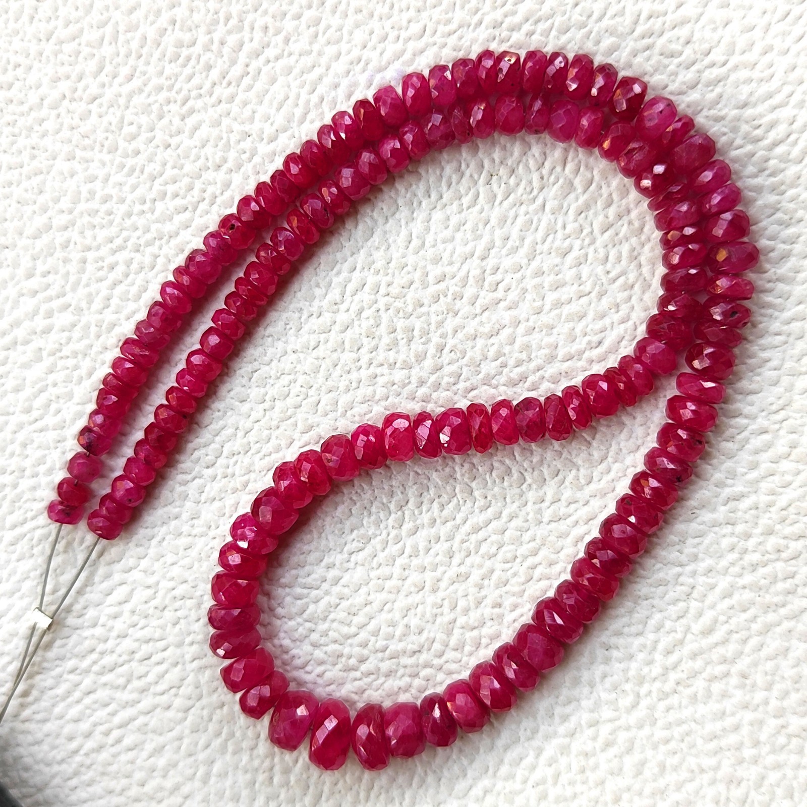 Myanmar Ruby 3.5-6mm Faceted Rondelle Cut Stone Beads 12” Strand Natural Gems
