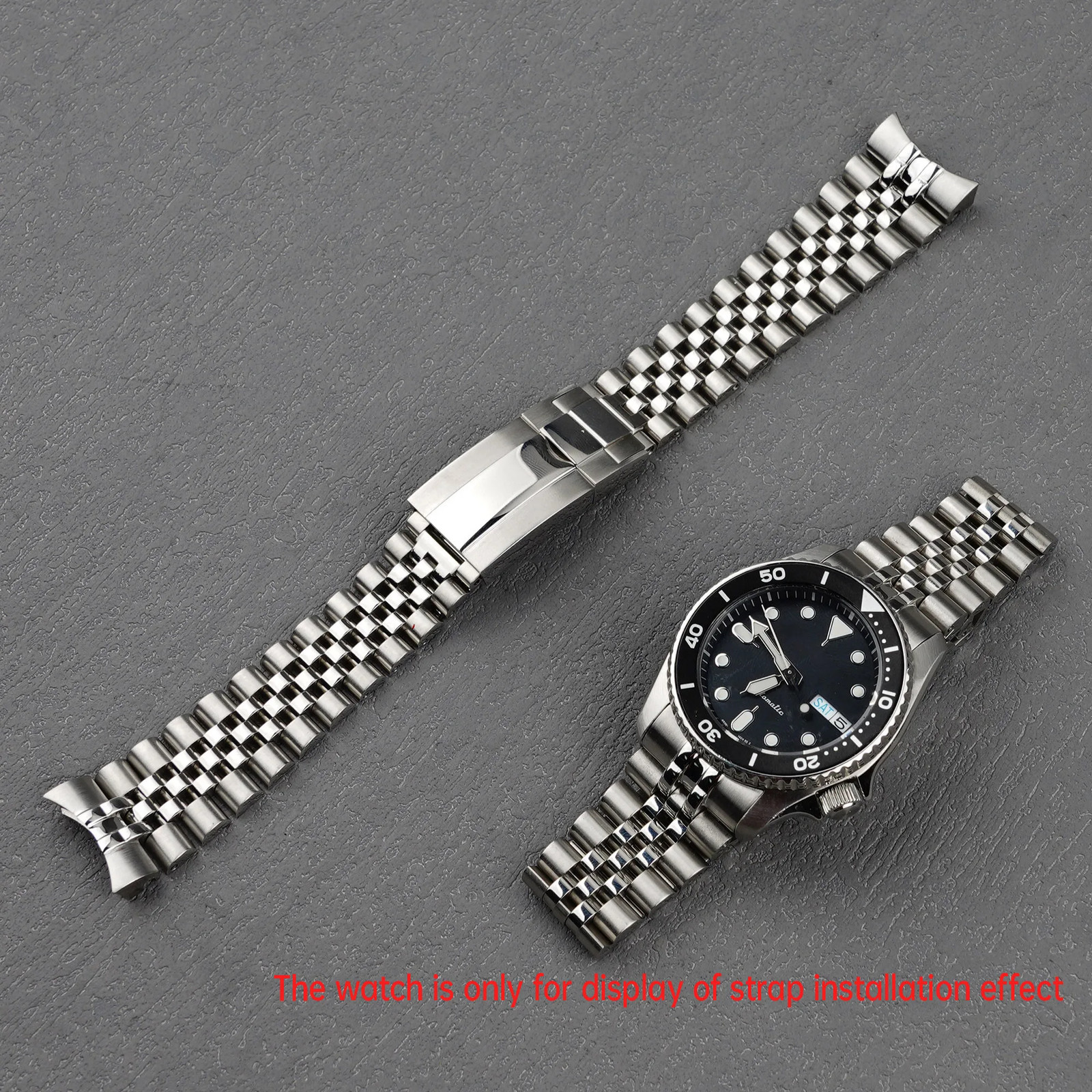 For Seiko 5 Sports SRPK29 31 33 20mm Jubilee Steel Watch Band Strap Oyster Clasp