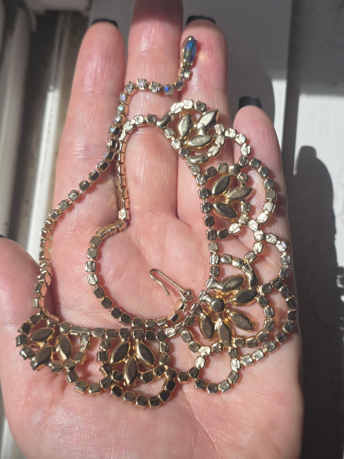 VTG Juliana DeLizza & Elster Aurora Borealis Crystal Necklace 1960 Old Hollywood
