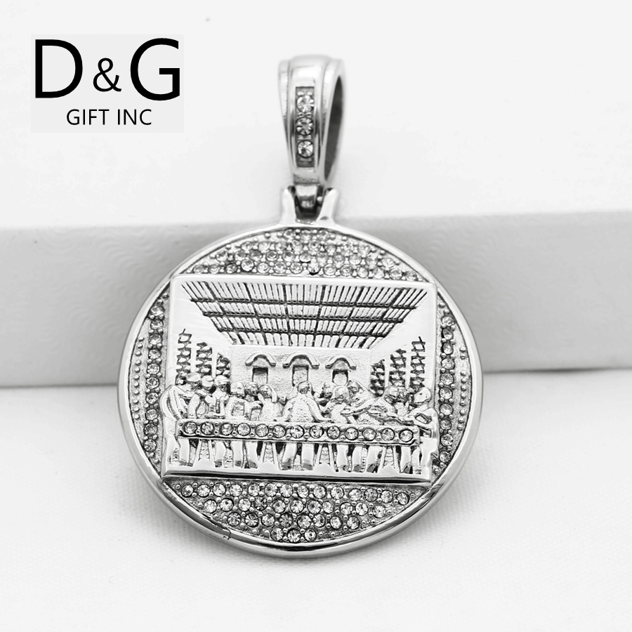 DG Men’s Stainless Steel,Jesus Last Supper 45mm Charm Cubic Zirconia Unisex,BOX