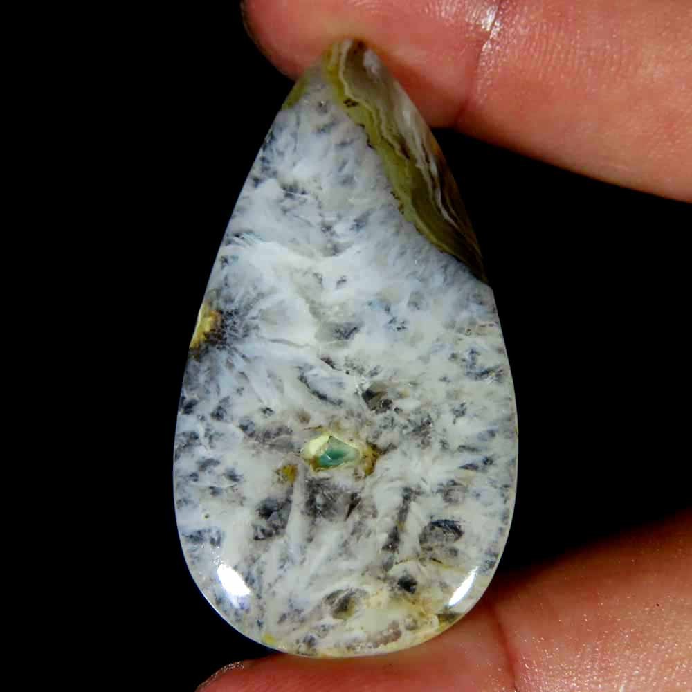 43.50Cts.100%Natural Montana Agate Pear 25x47x4mm Cabochon Losse Gemstone