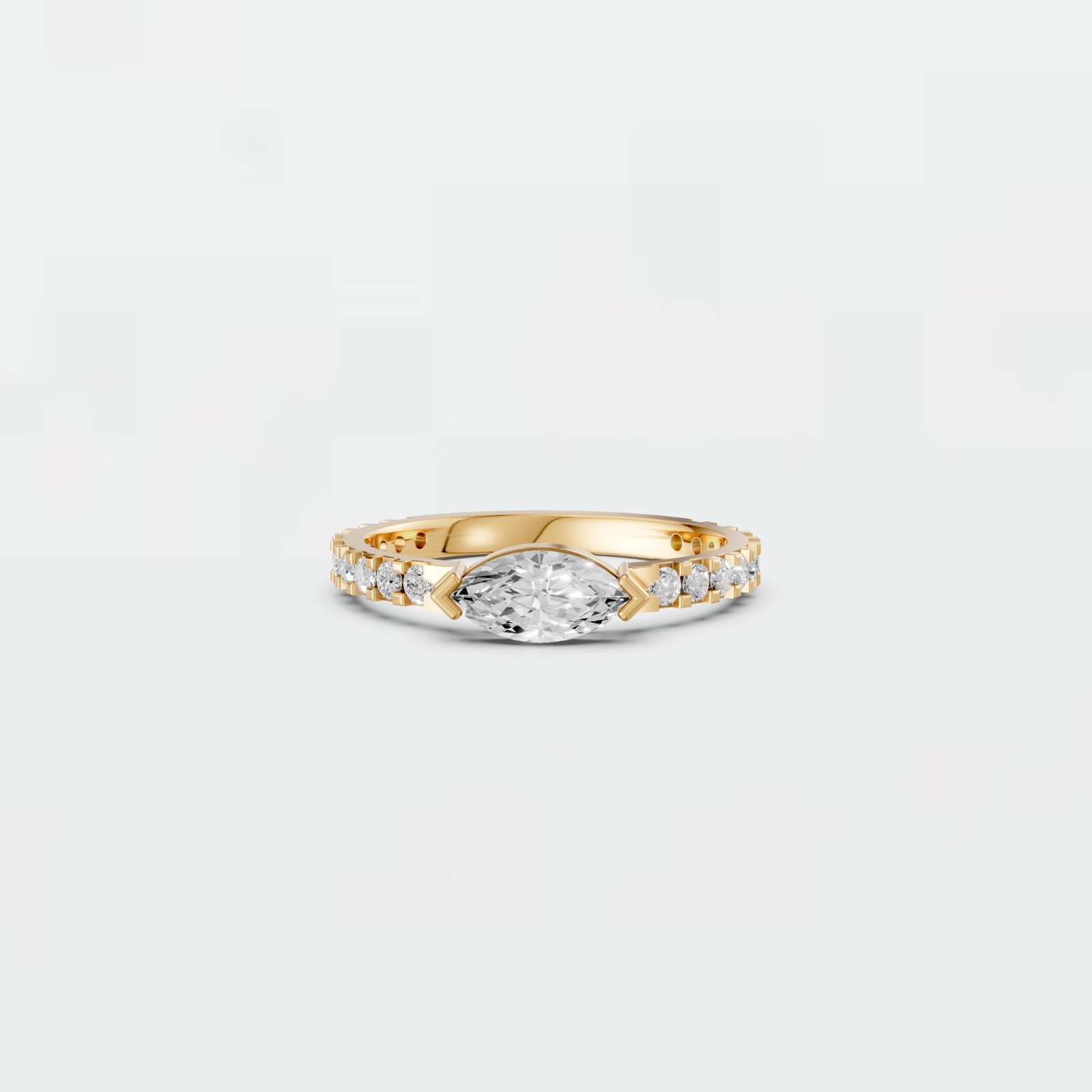 0.82 CTW Marquise Lab Diamond Engagement Ring Hidden Halo Promise Ring