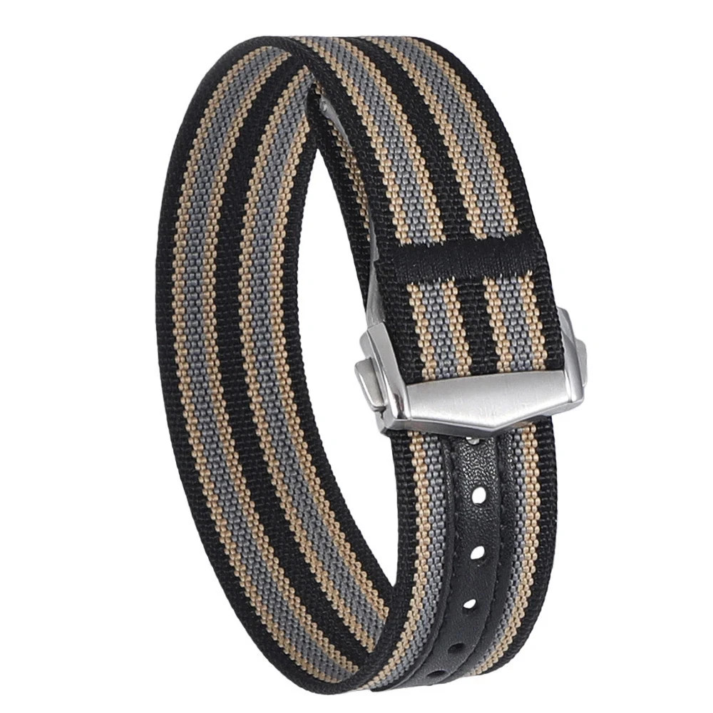 Nylon Watch Strap for Omega 20mm Military Green Ribbed Deployant Buckle Band