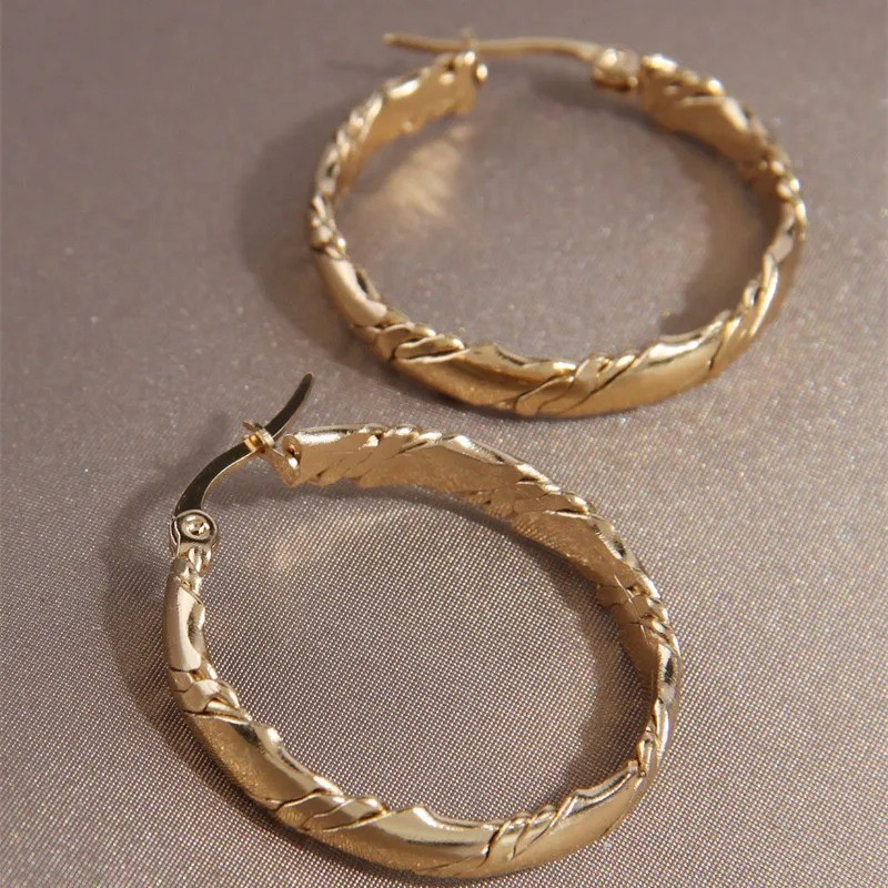 14K Gold Filled Chunky Large Polished Hoop Earrings for Women Statement Jewelry
